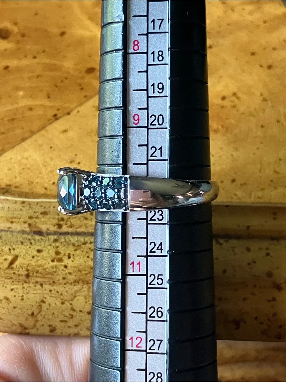 Teal Fluorite London Blue Topaz Ring Size 10